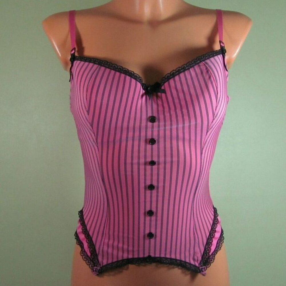 No Secret Vintage Pinstripe Hot Pink Bustier